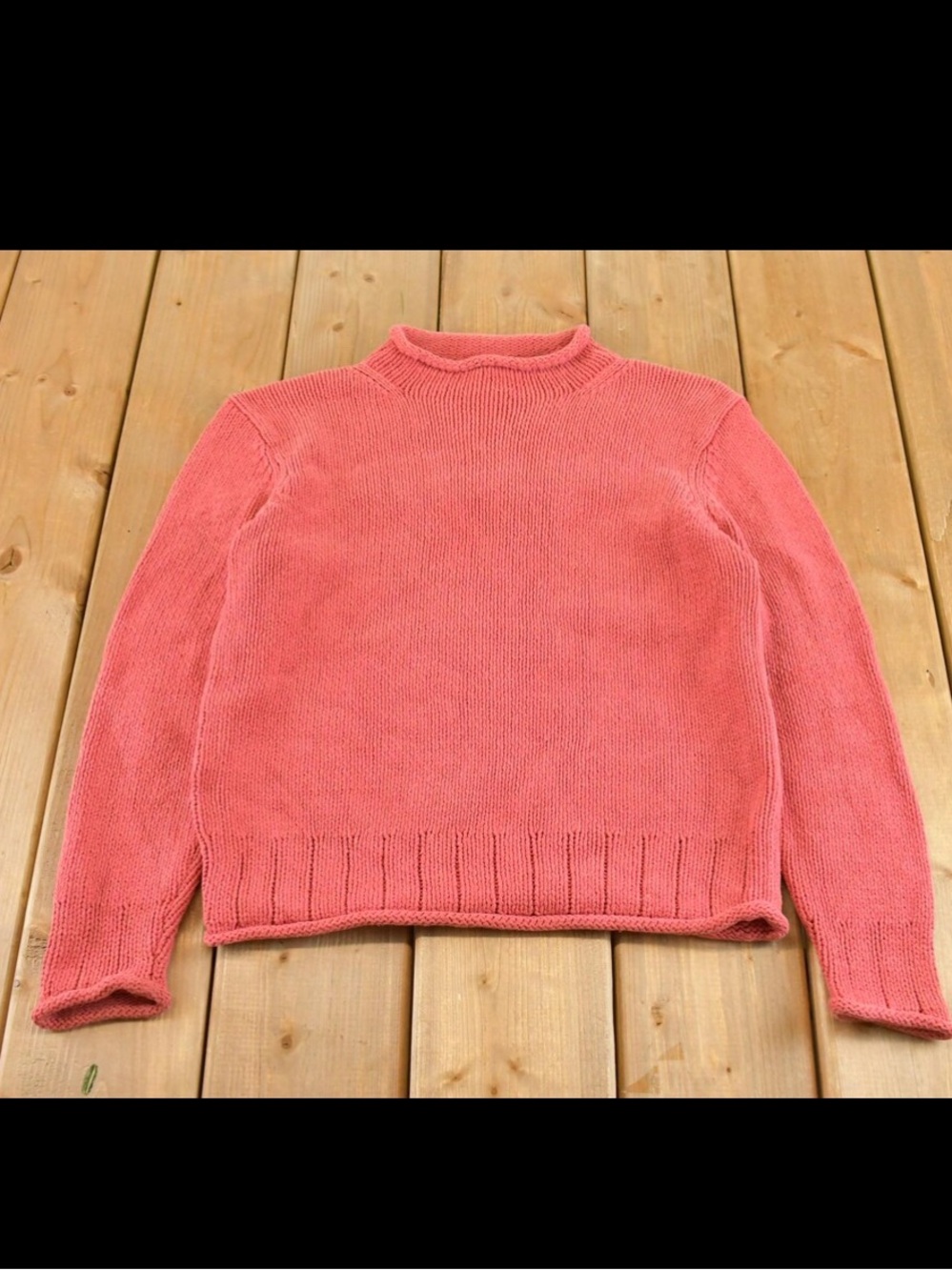 Vintage 90s L.L.Bean Silk Cotton Roll Neck Sweater Pink S